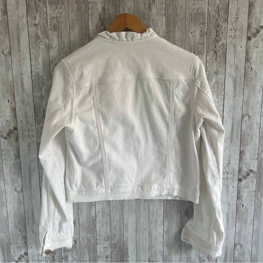 Draper James White Ruffle Jean Jacket Medium - Picture 2 of 5